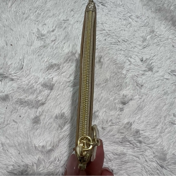 Jimmy Choo Gold Glitter Mini Wallet Coin Card ID Purse Pouch Charm Logo - Picture 6 of 7